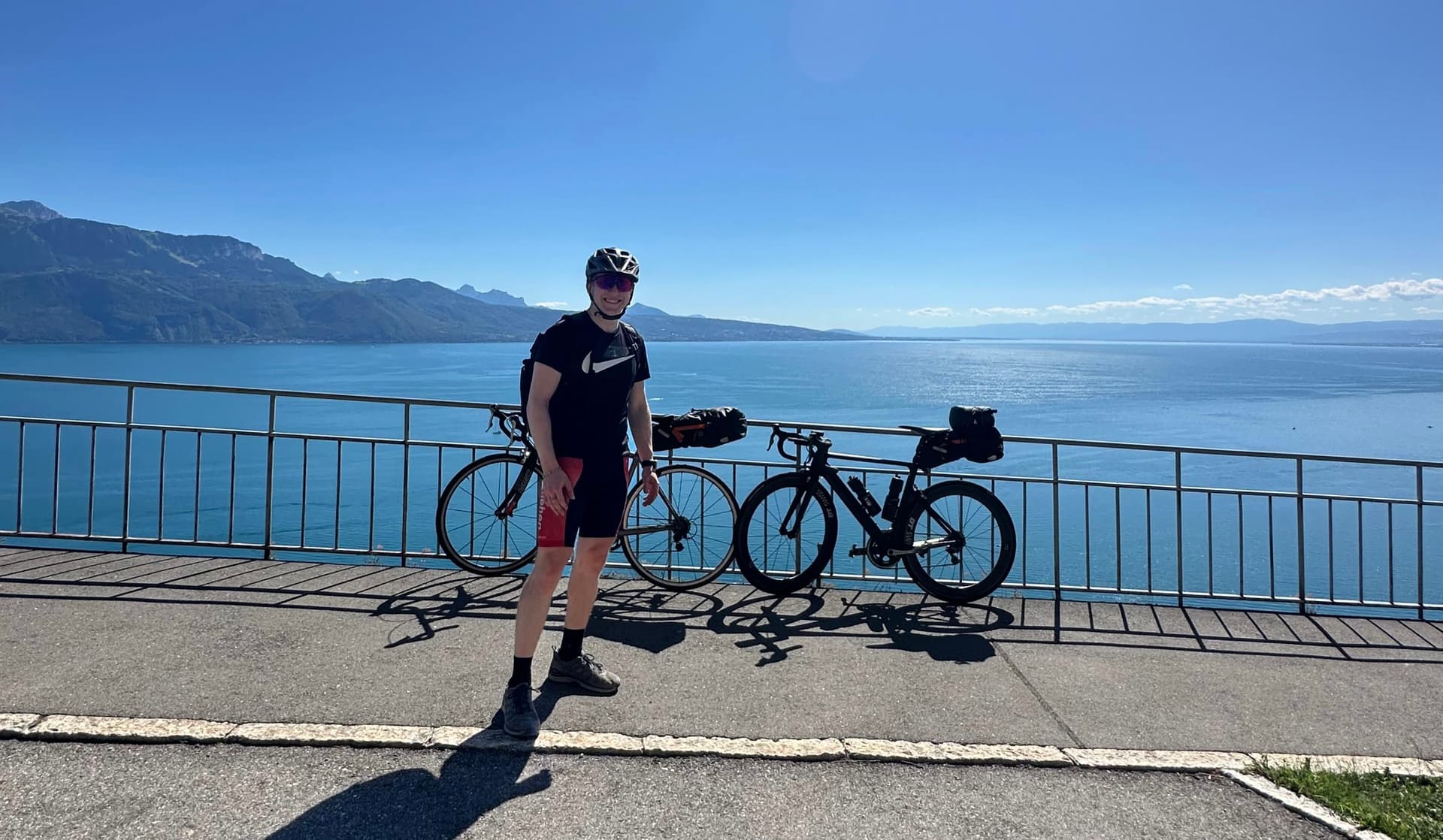 On a biketour around Switzerland, here with lake Geneva