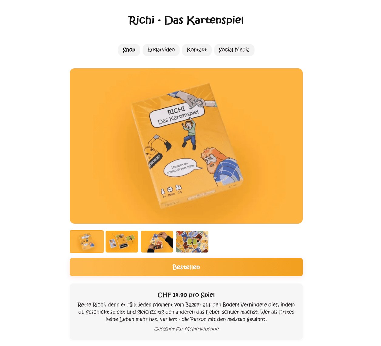 Landingpage of Kartenspiel Richi