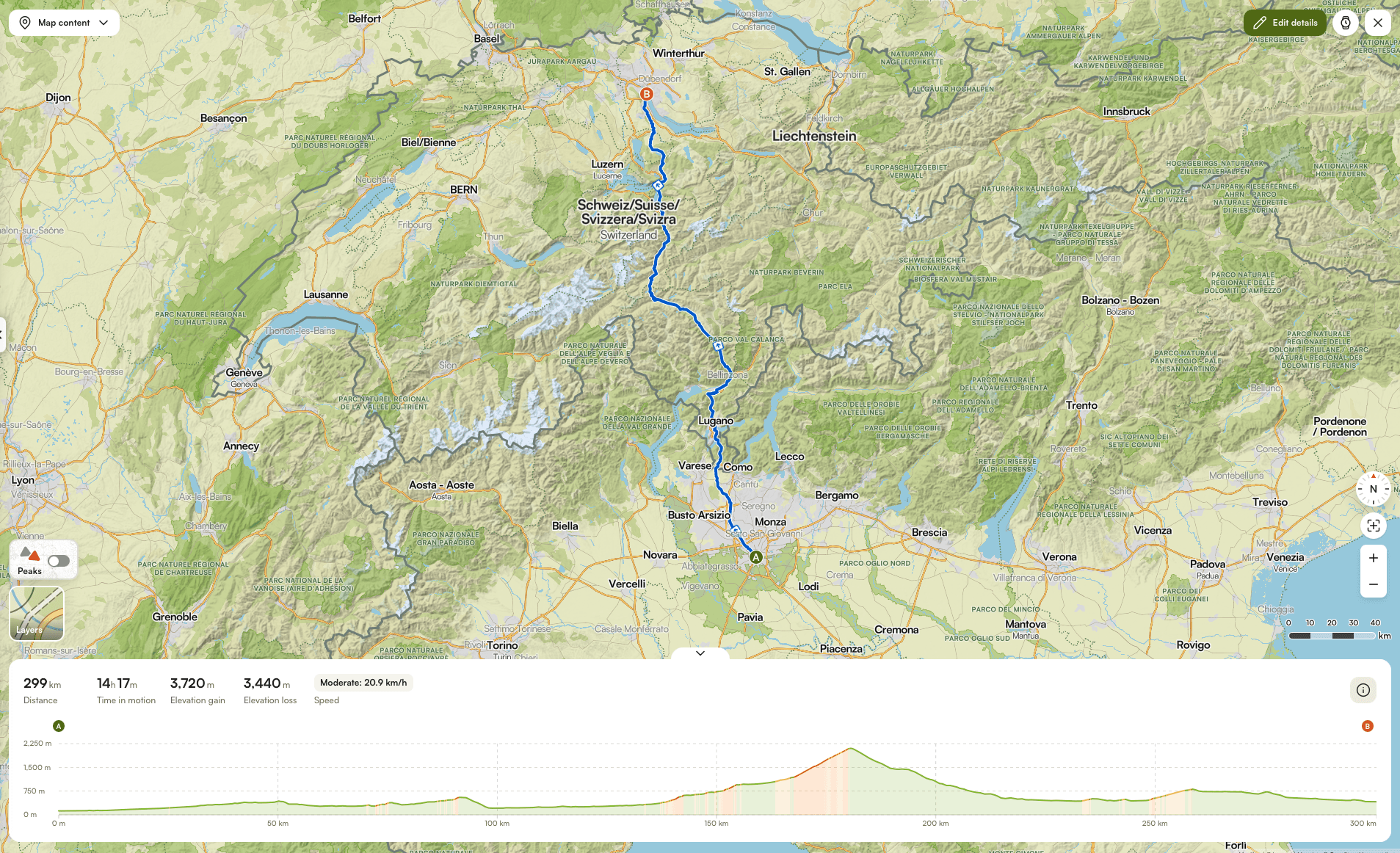 Ultracycling Alpcrossing Milan - Zurich